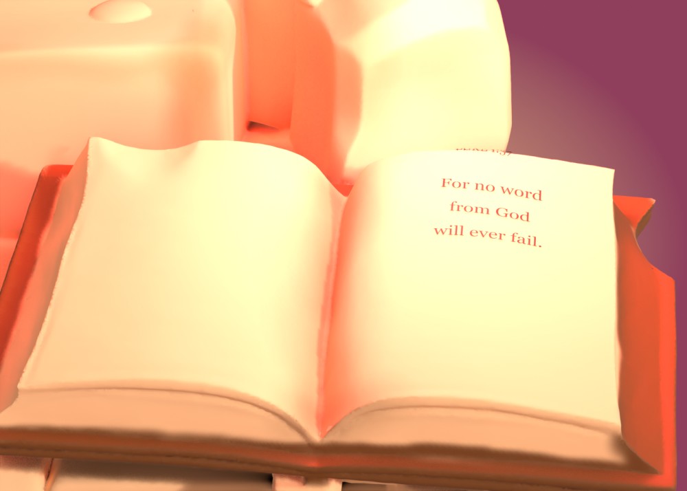 Close-up of the open Bible