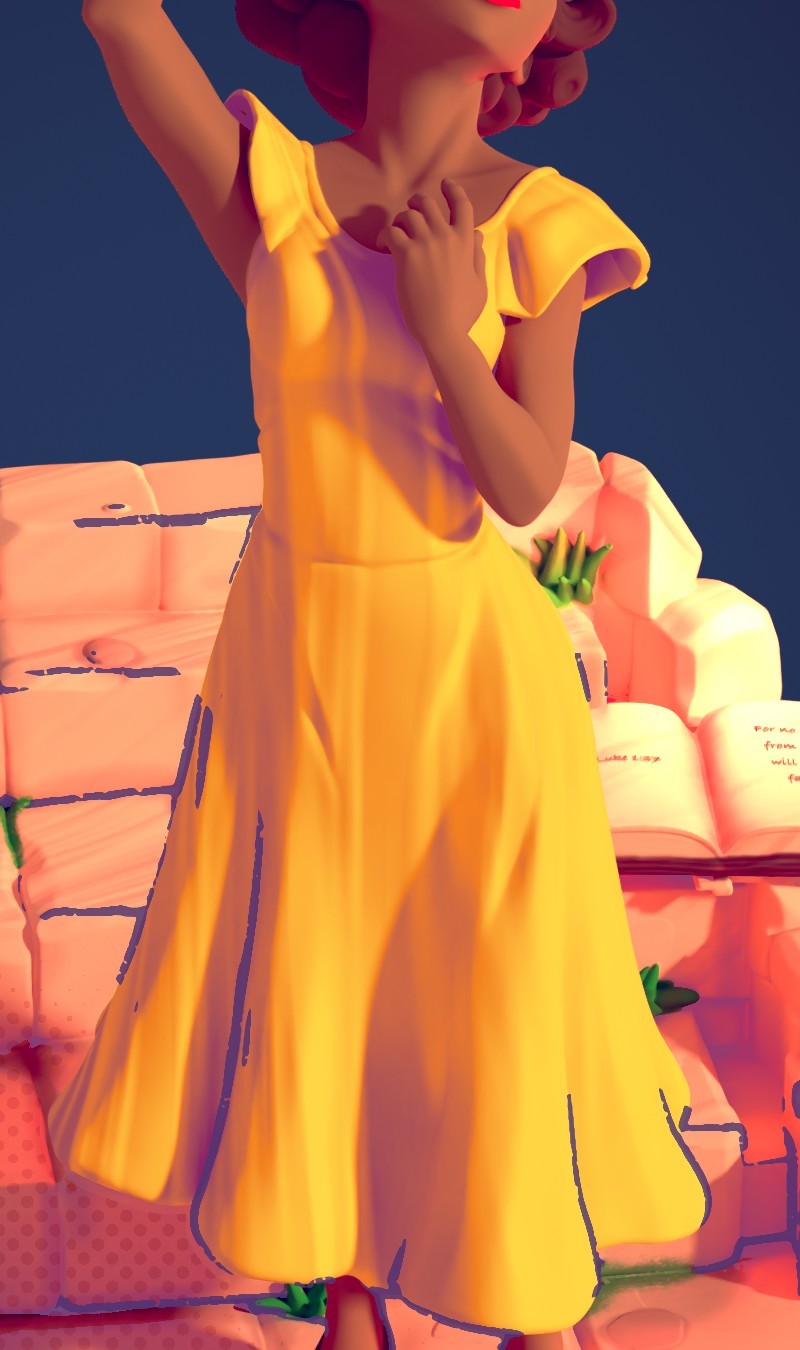 Dress with subtle purple shadows
