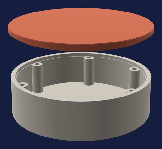 Exploded view of a tray and lid plinth